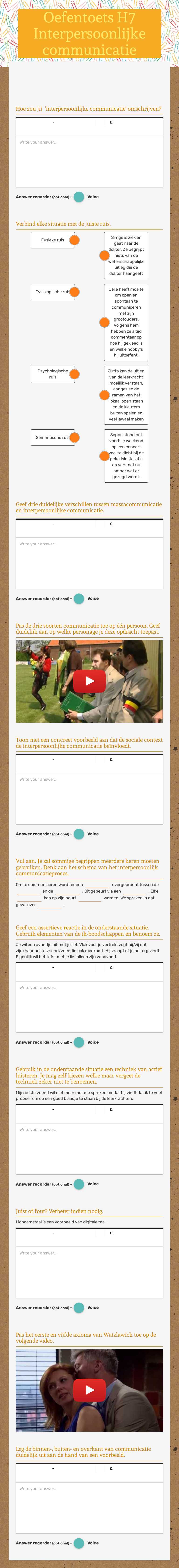 Oefentoets H7 Interpersoonlijke communicatie worksheet preview image