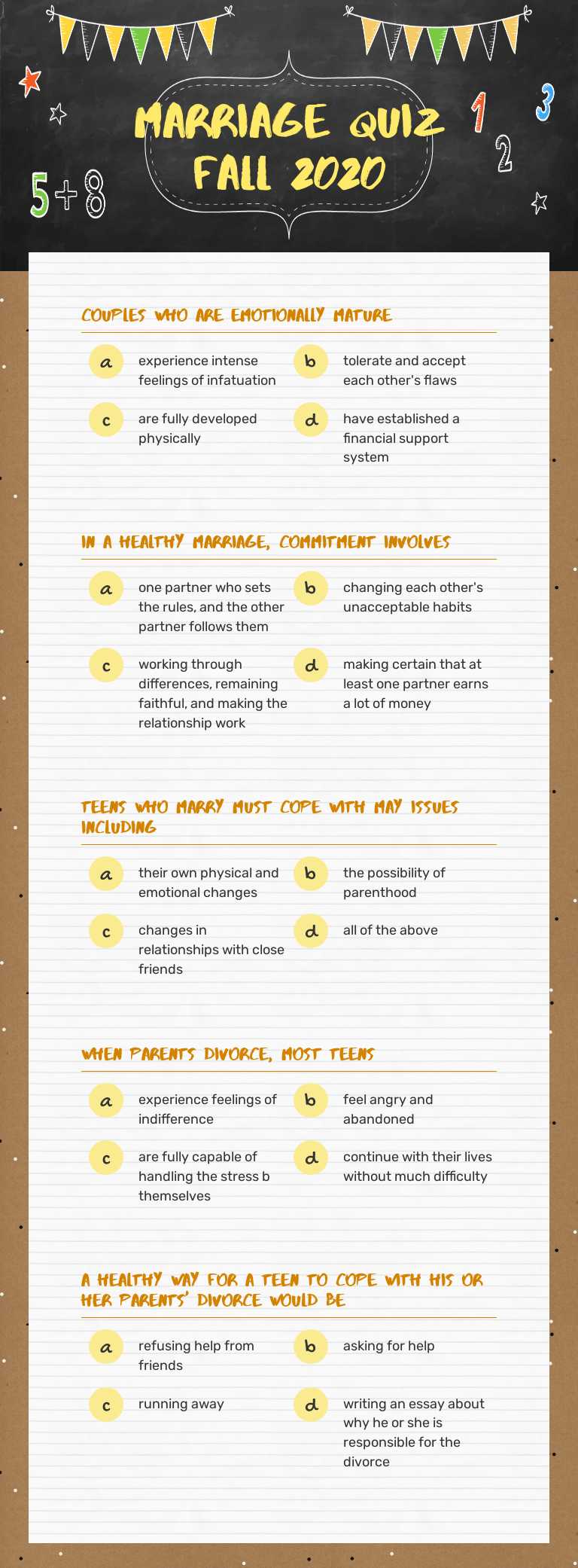 Marriage quiz Fall 2020 worksheet preview image