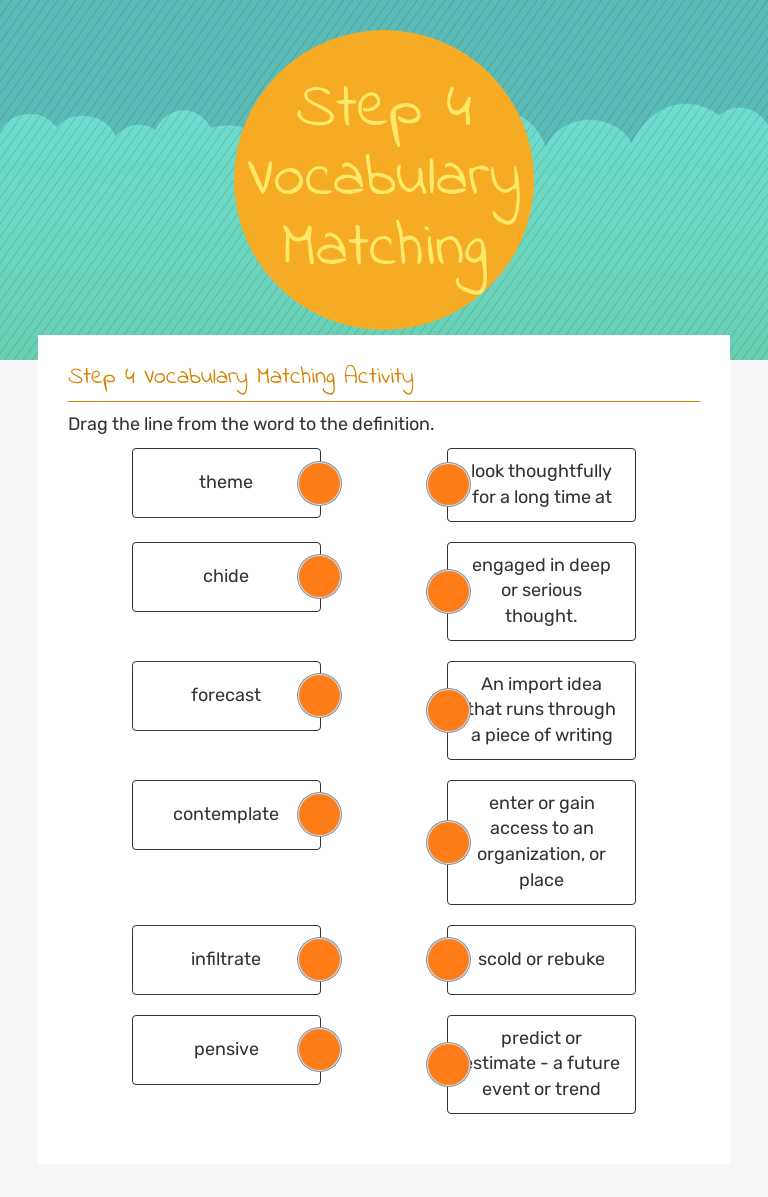 Step 4 Vocabulary Matching worksheet preview image