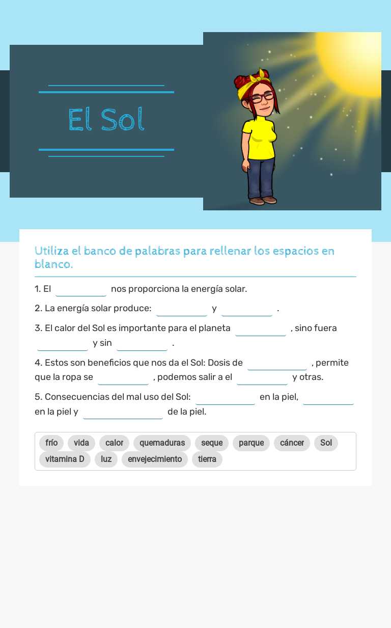 El Sol worksheet preview image