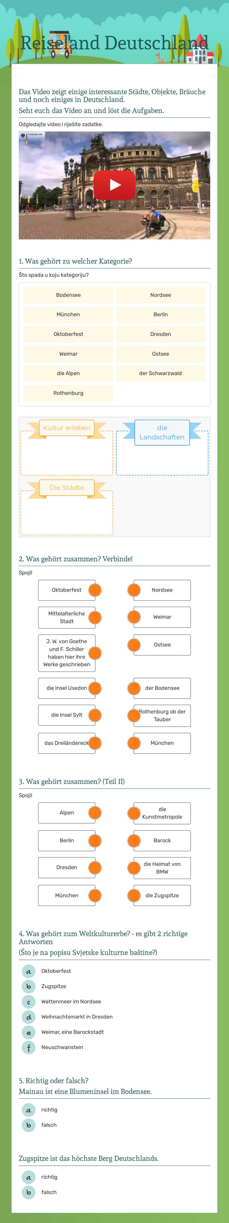 Reiseland Deutschland worksheet preview image