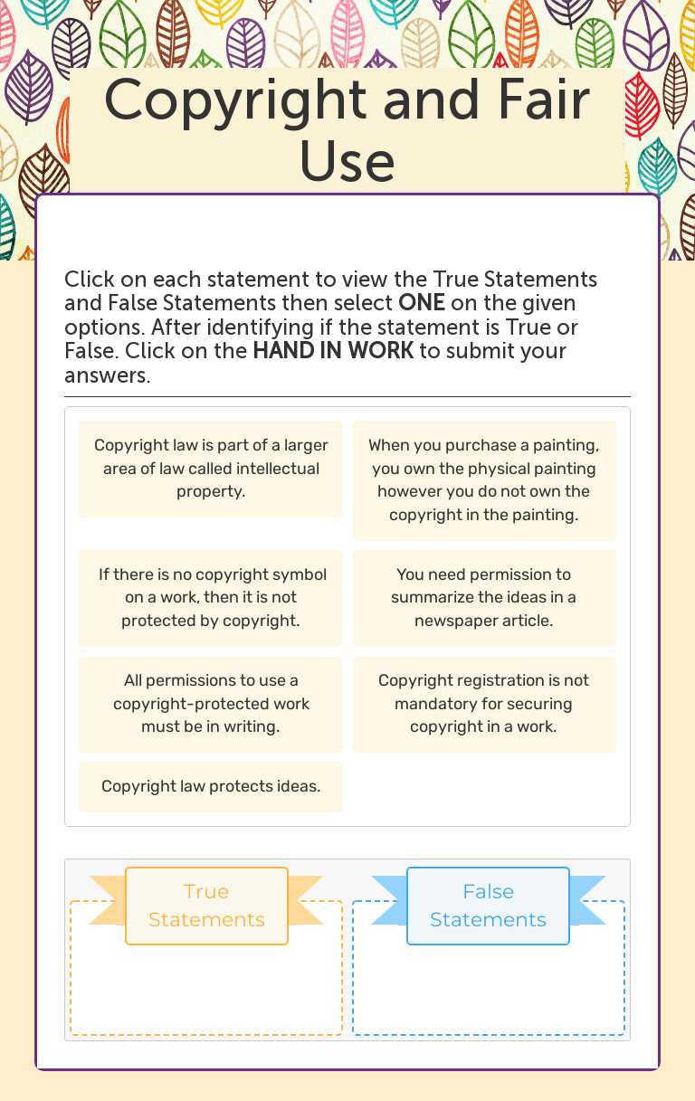 Copyright and Fair Use worksheet preview image