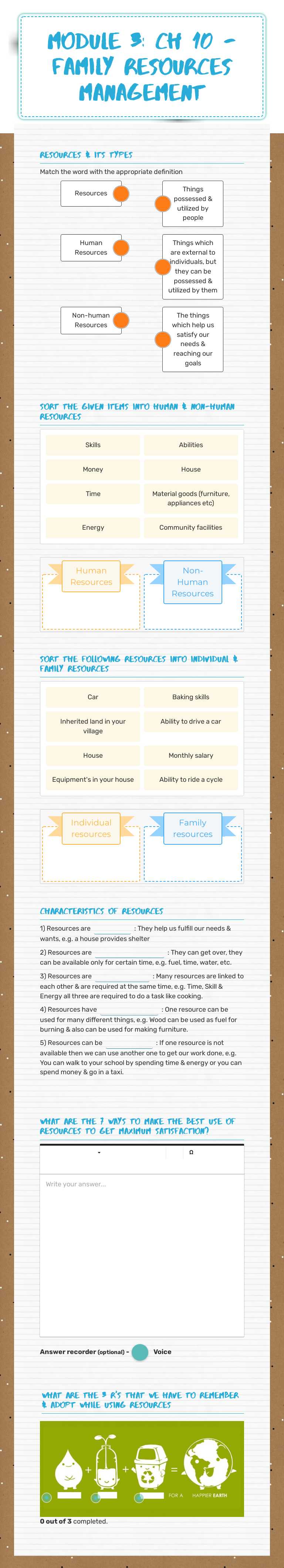 Module 3: Ch 10 - Family Resources Management worksheet preview image