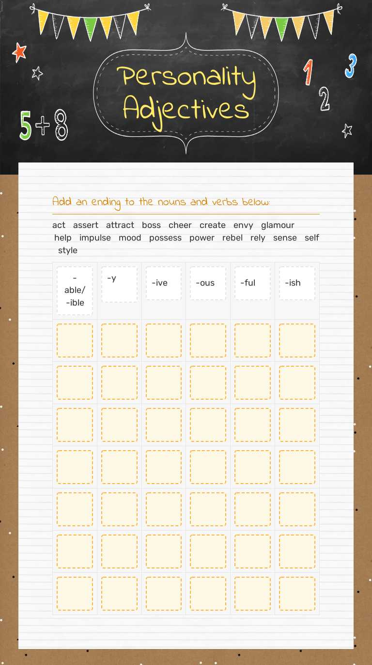 Personality Adjectives Other worksheet preview