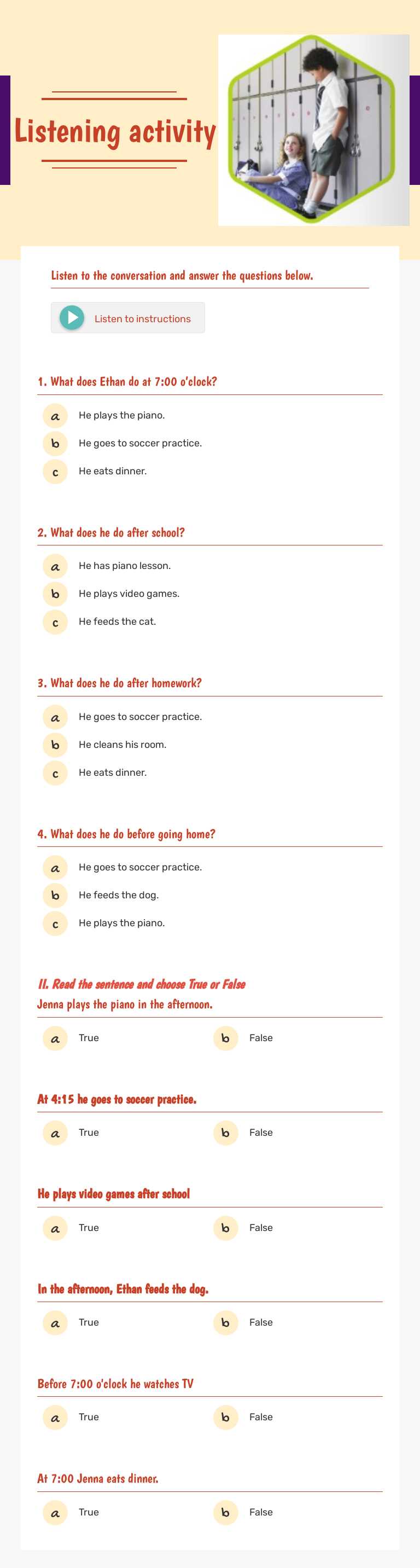 Listening
activity worksheet preview image