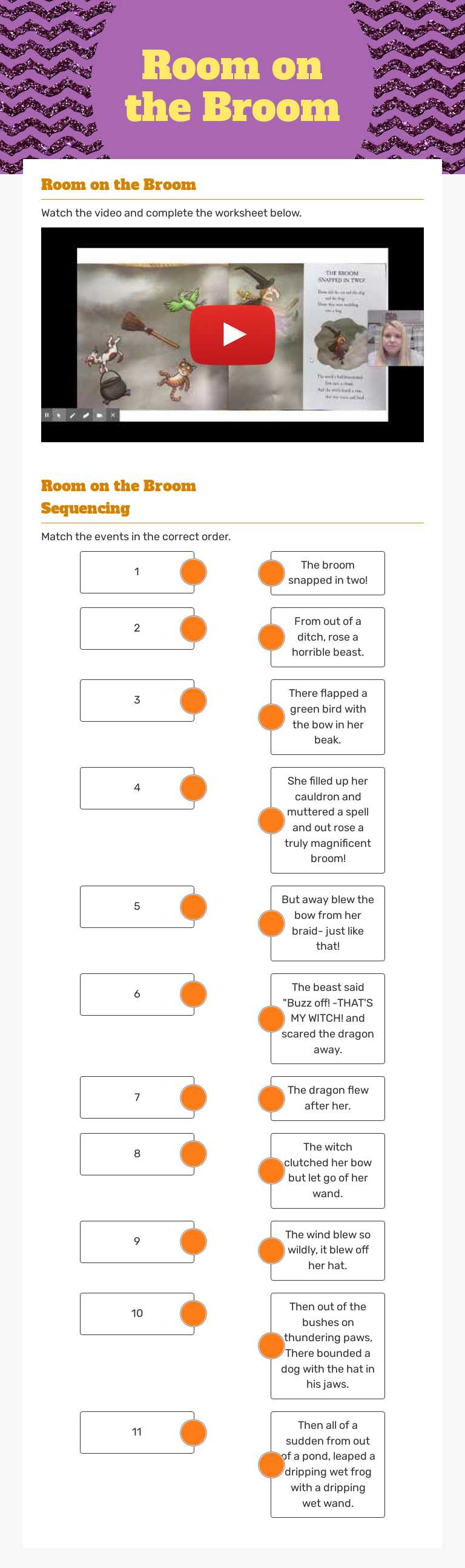 Room on the Broom worksheet preview image