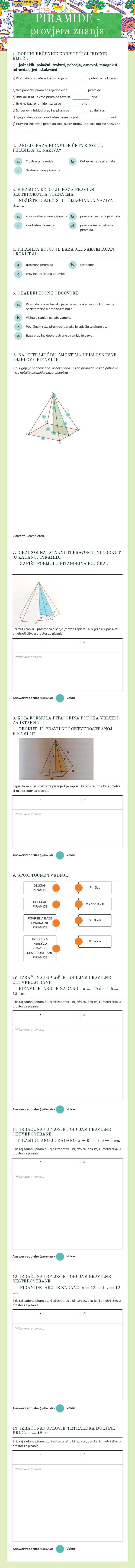 PIRAMIDE - provjera znanja worksheet preview image