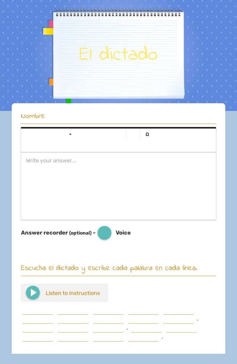 El dictado worksheet preview image