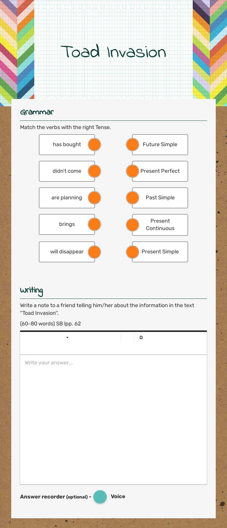 Toad Invasion worksheet preview image