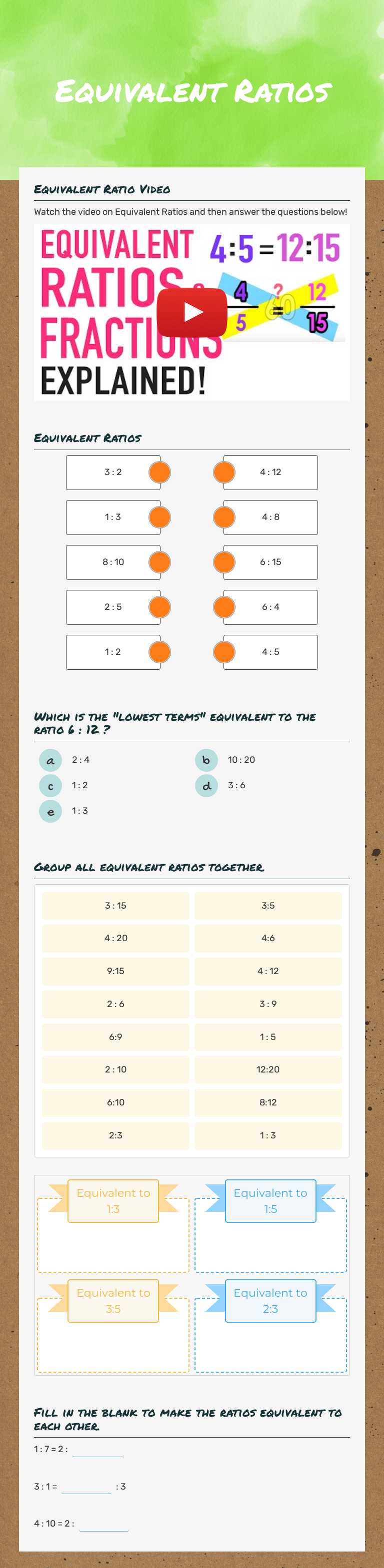 Equivalent
Ratios worksheet preview image