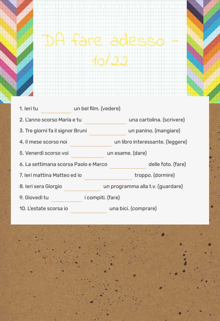 DA fare adesso - 10/22 worksheet preview image