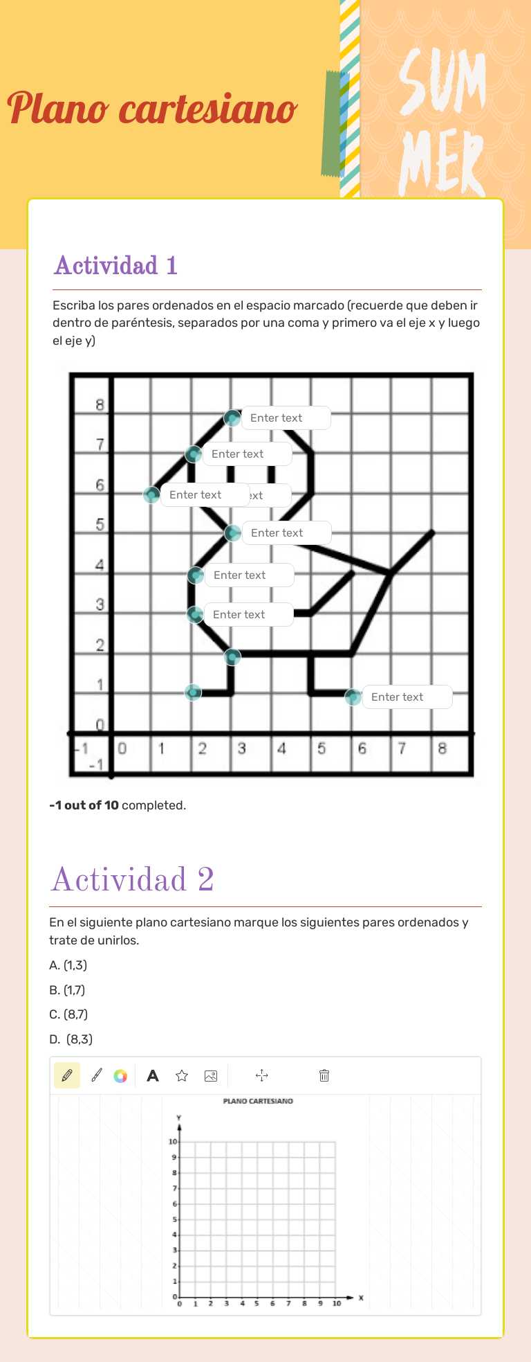 Plano cartesiano worksheet preview image