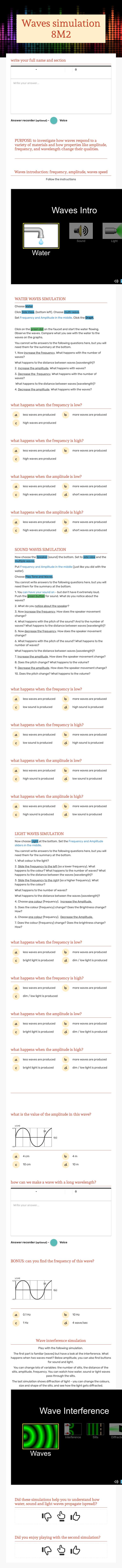 Waves simulation 8M2 worksheet preview image