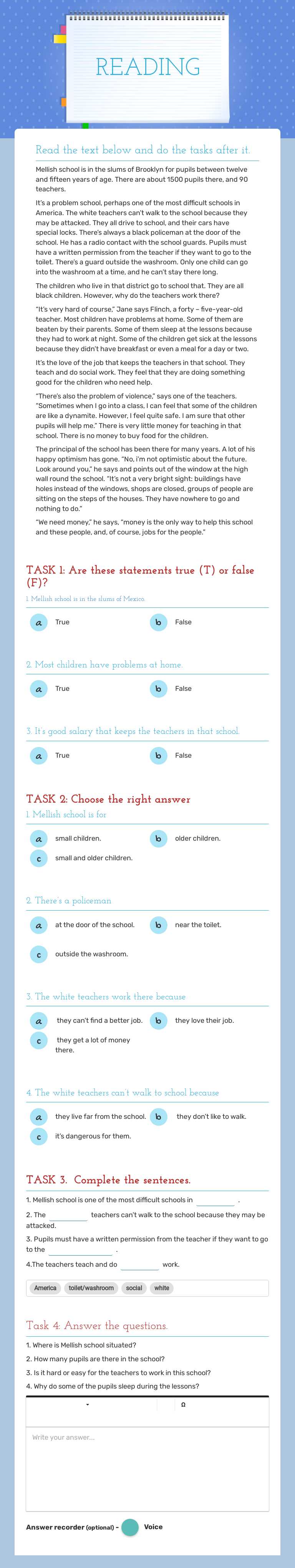 READING worksheet preview image