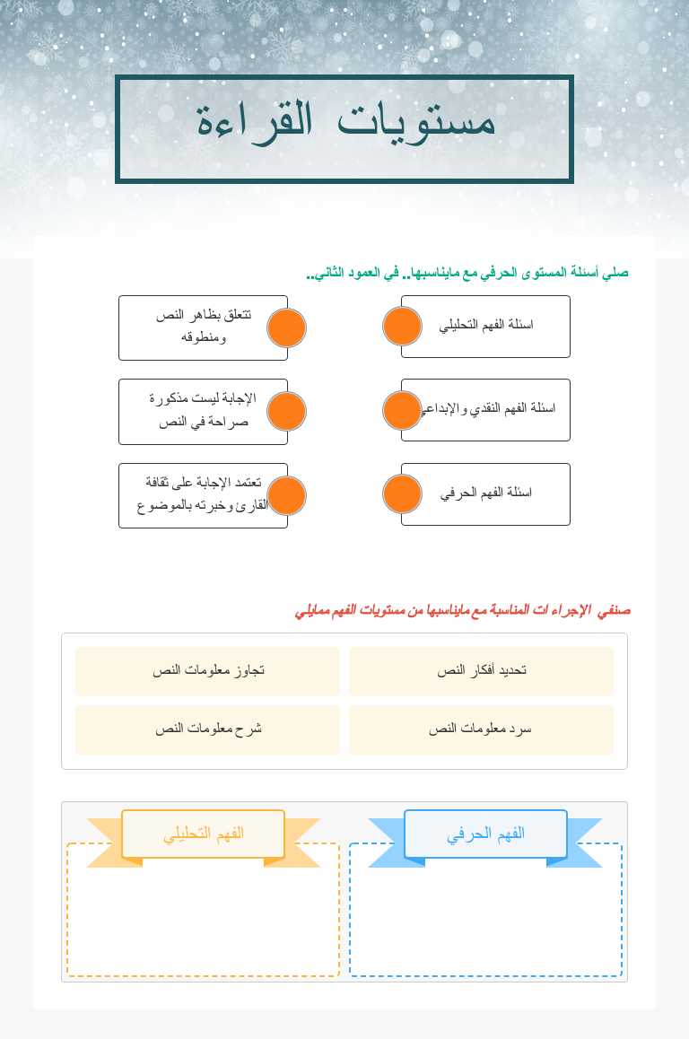 مستويات القراءة Grade 11 worksheet preview