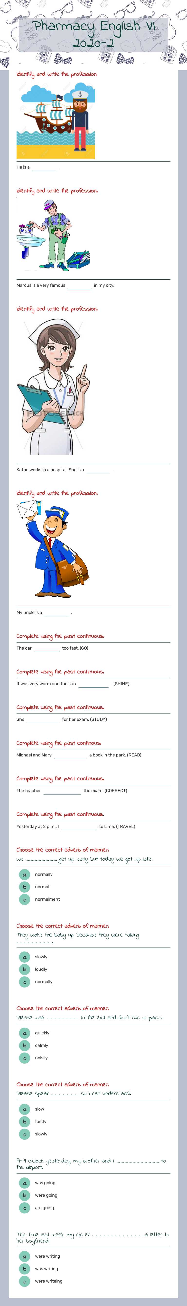 Pharmacy English VI 2020-2 worksheet preview image