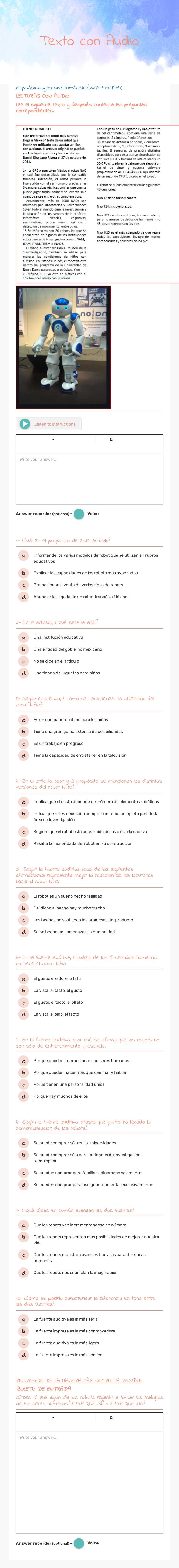 Texto con Audio worksheet preview image