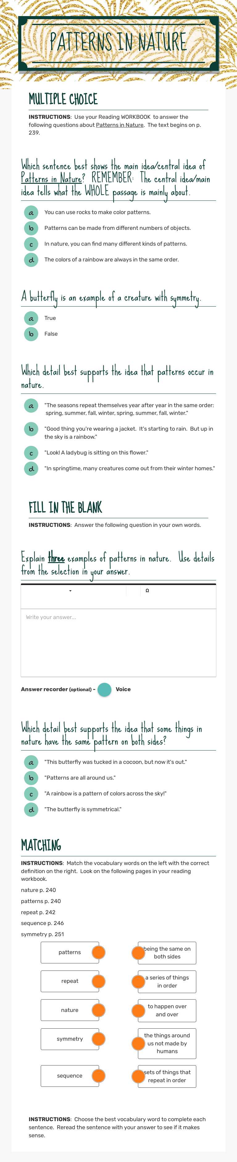 PATTERNS  IN  NATURE worksheet preview image