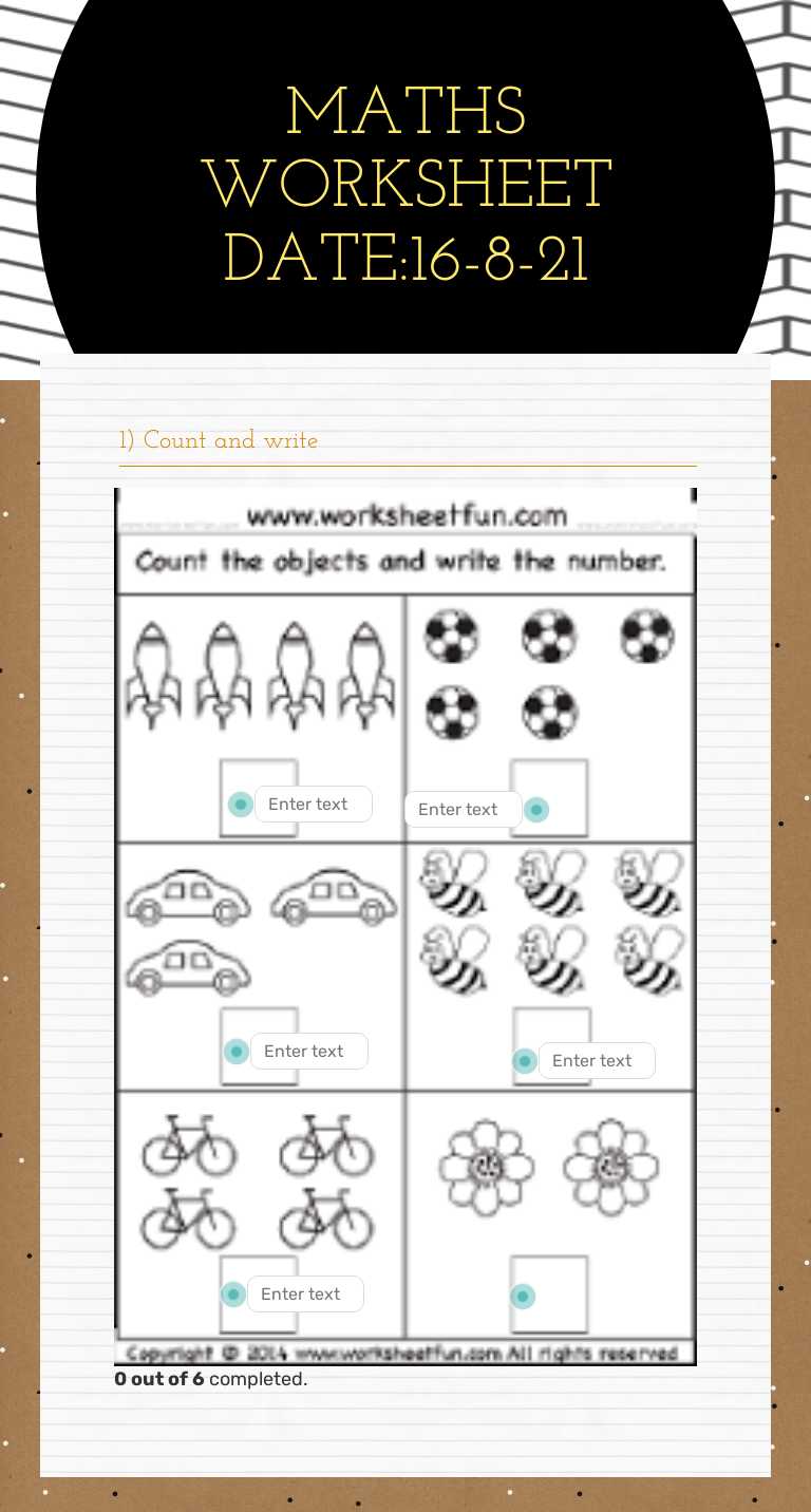 MATHS 
 WORKSHEET DATE:16-8-21 worksheet preview image