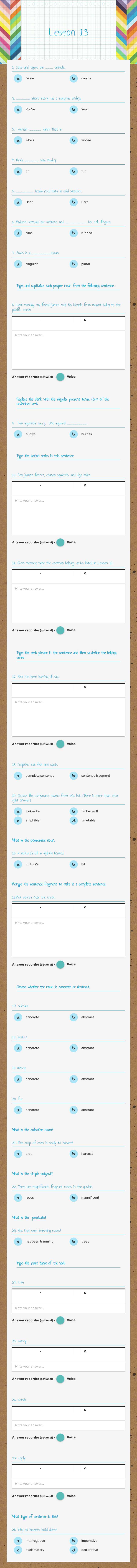Lesson 13 worksheet preview image