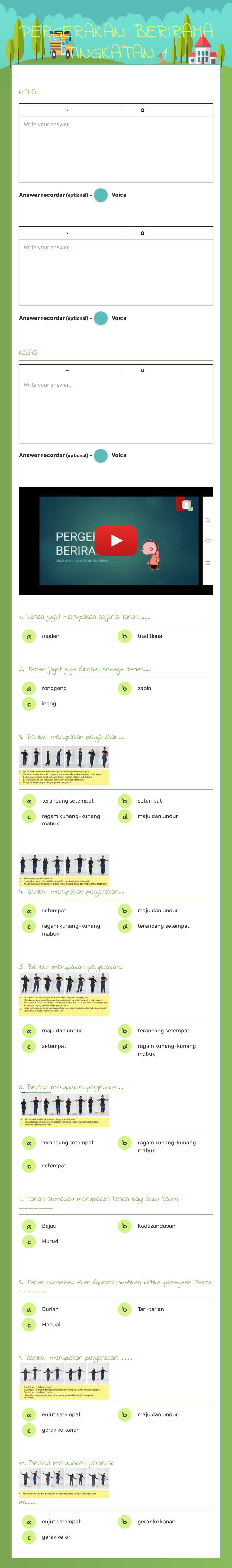 PERGERAKAN BERIRAMA TINGKATAN 1 worksheet preview image