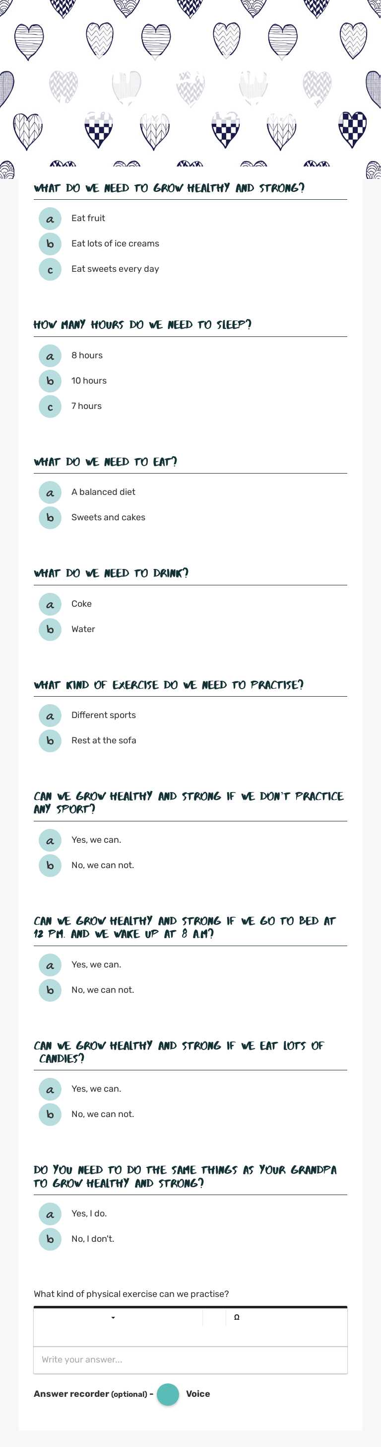 I'M CLEAN AND HEALTHY QUESTIONS worksheet preview image