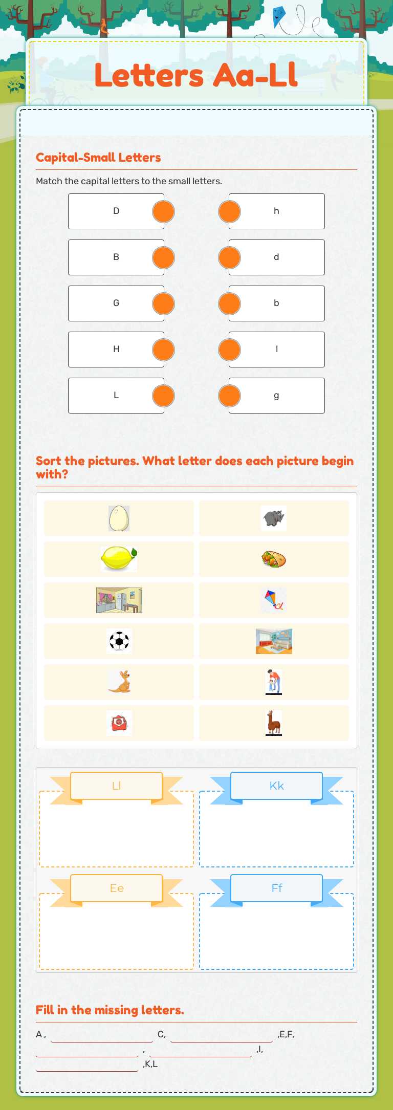 Letters Aa-Ll worksheet preview image