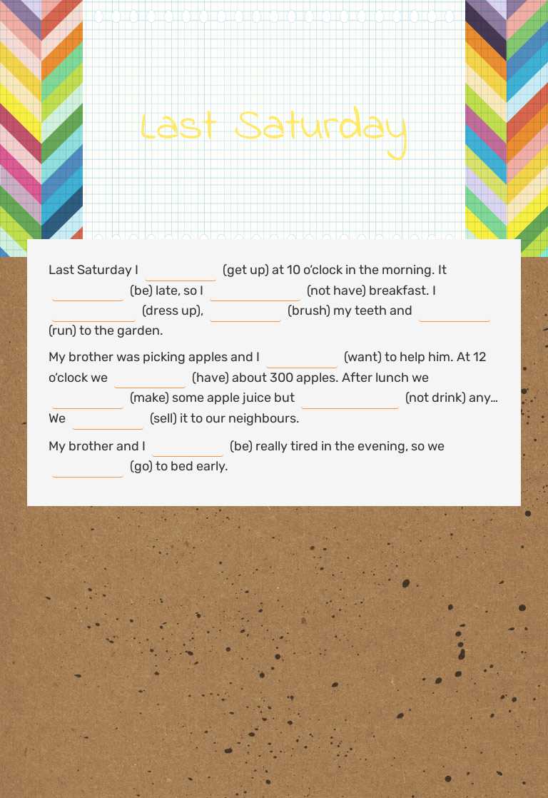 Last Saturday Grade 7 worksheet preview