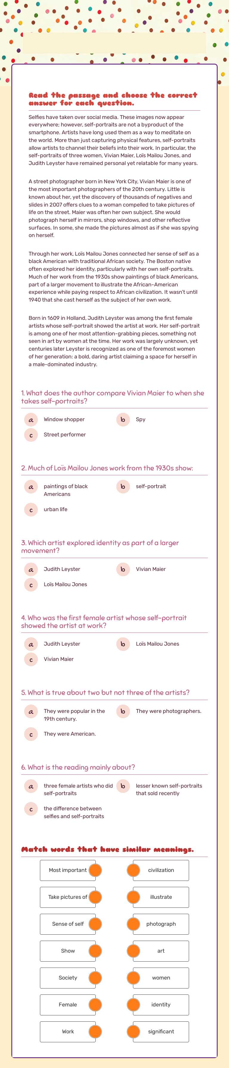 Seeing the Light. worksheet preview