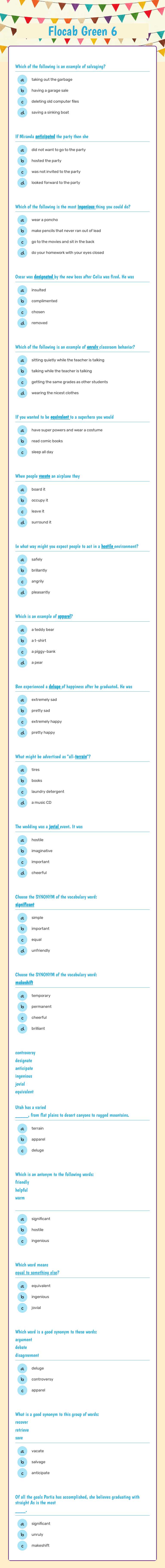 Flocab Green 6 worksheet preview image