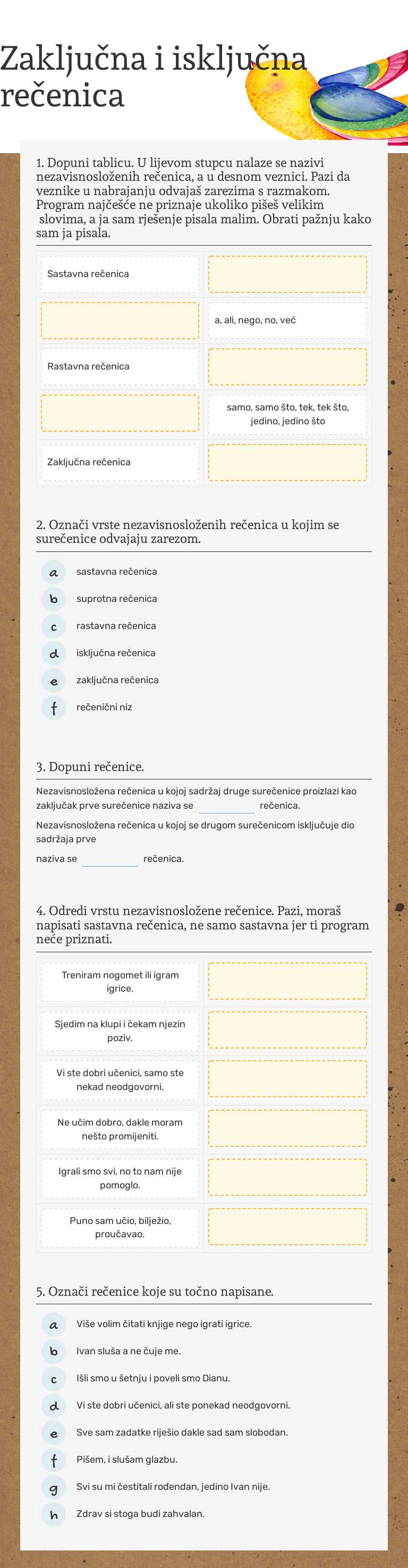 Zaključna i isključna rečenica worksheet preview image