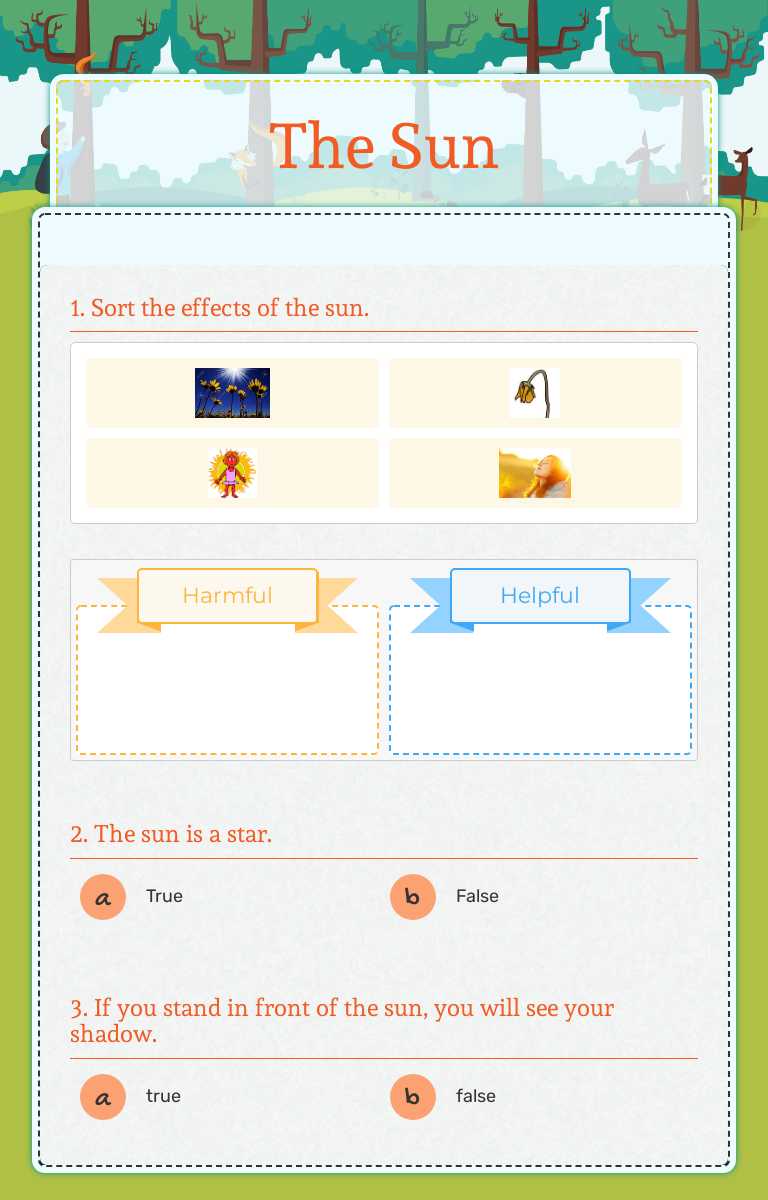 The Sun worksheet preview
