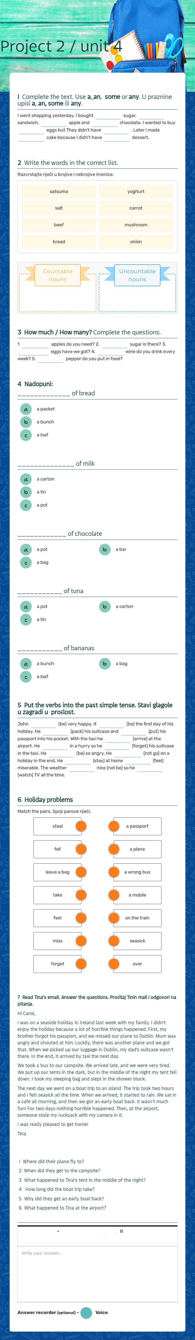 Project 2 / unit 4 by Jelena Novoselec | Interactive Worksheet | Wizer.me