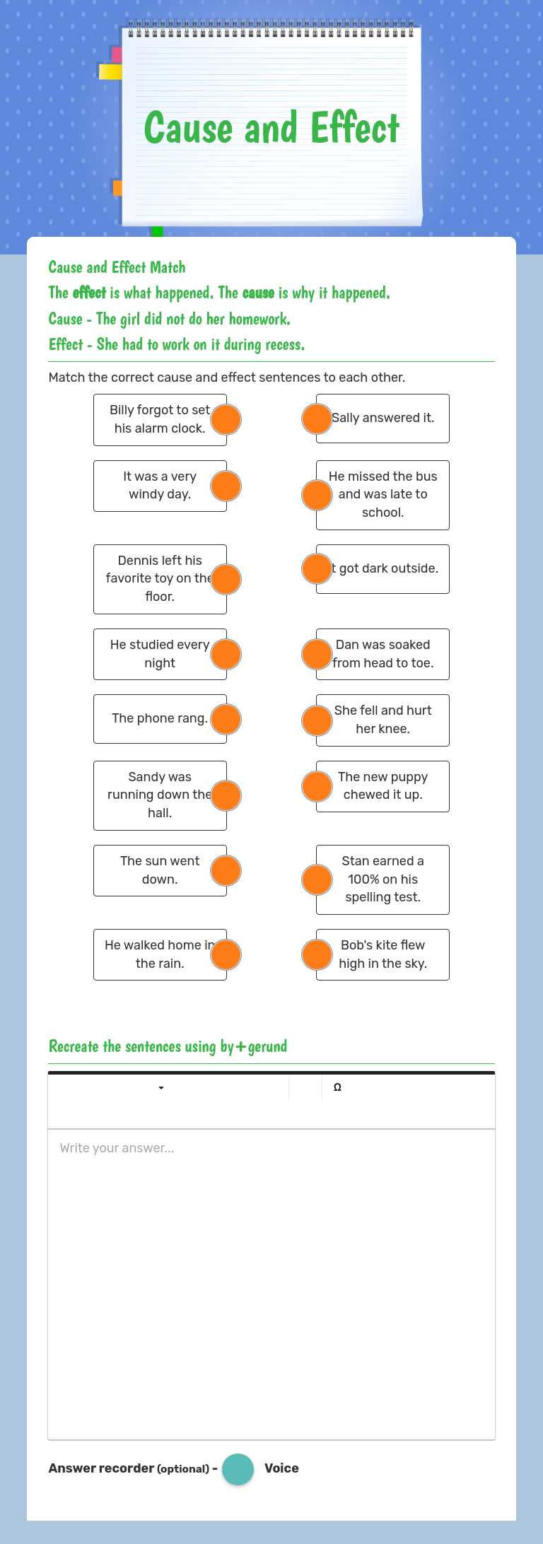 Cause and Effect worksheet preview image