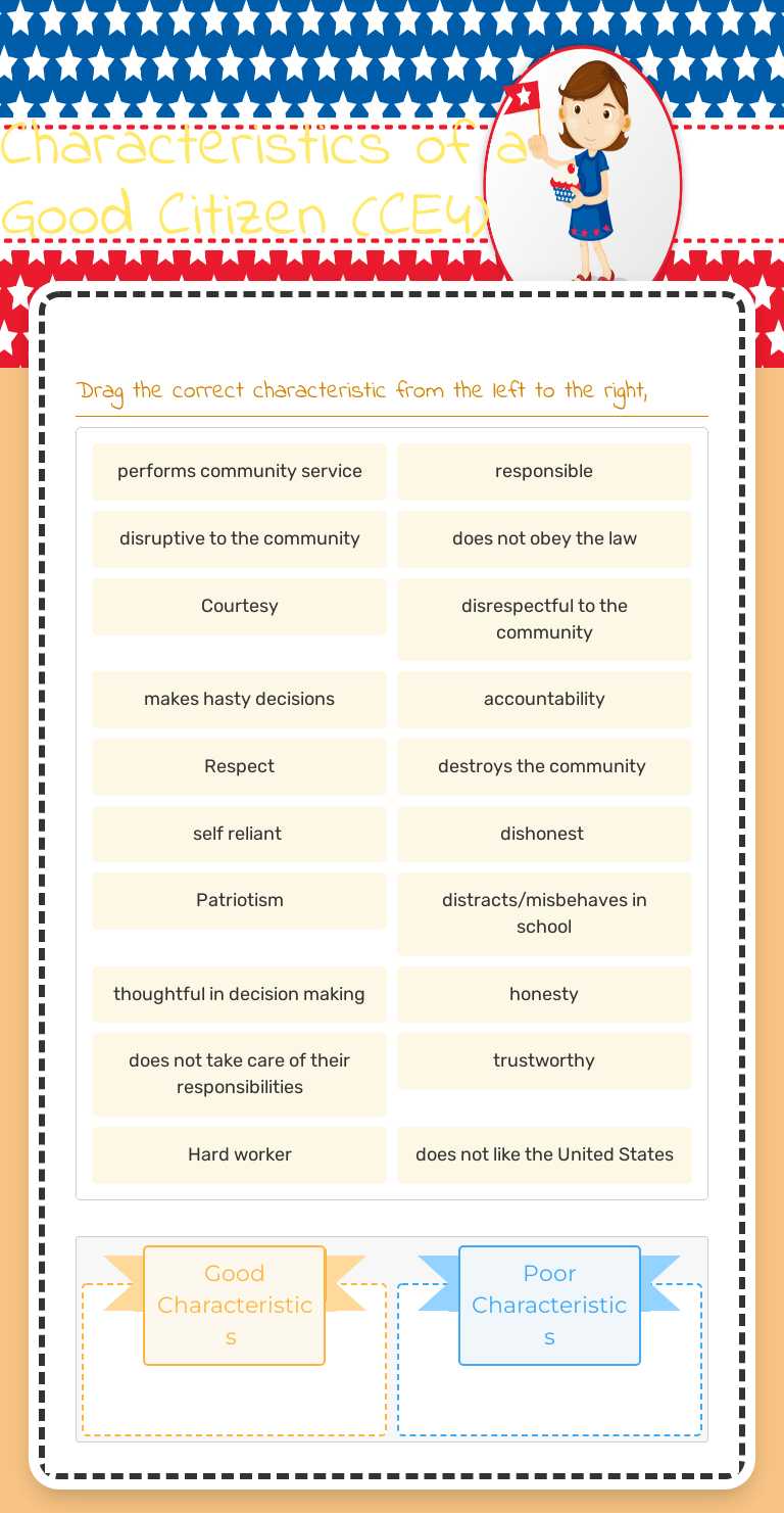 Characteristics of a Good Citizen (CE4) worksheet preview image