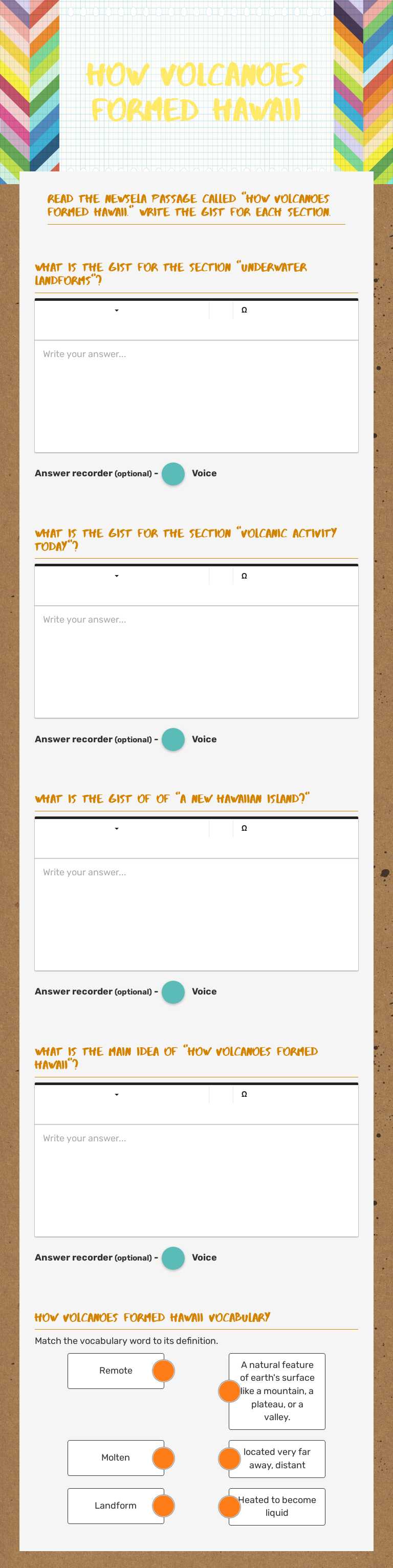 How Volcanoes Formed Hawaii worksheet preview image