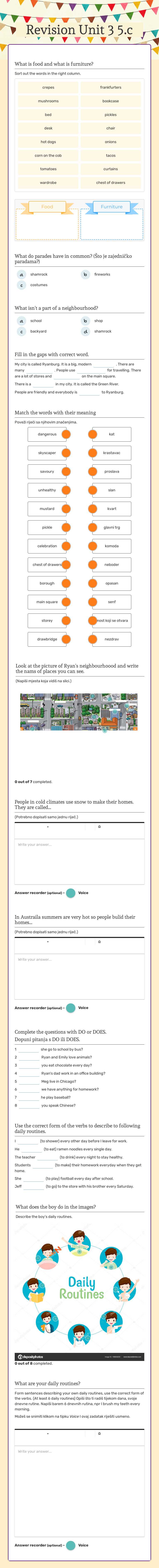 Revision Unit 3 5.c Grade 5 worksheet preview