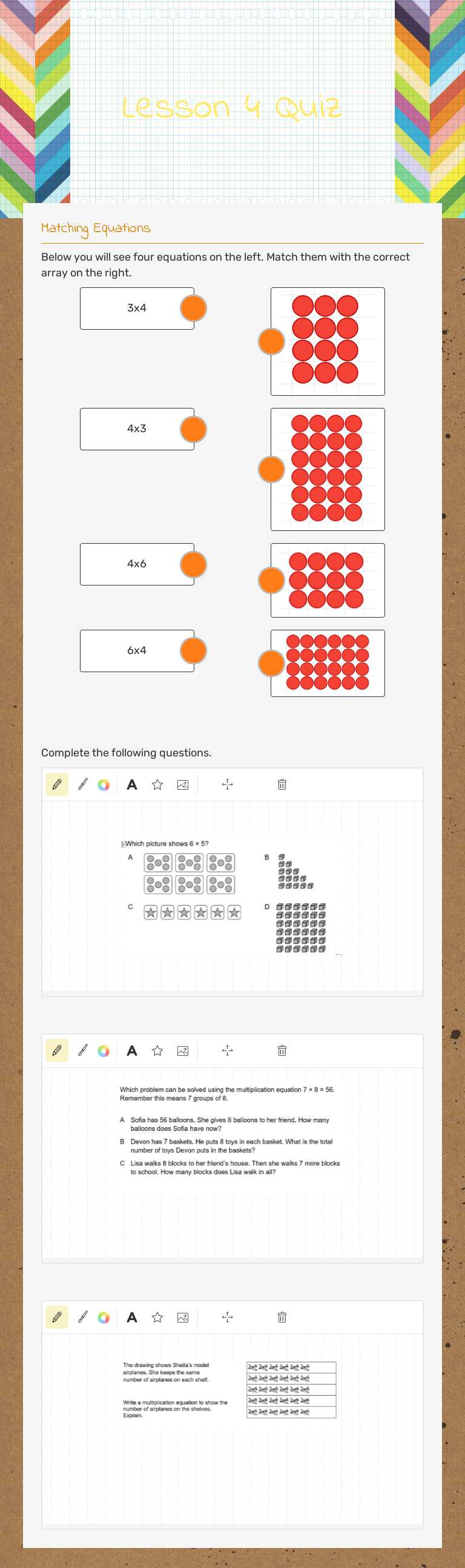 Lesson 4 Quiz Grade 3 worksheet preview