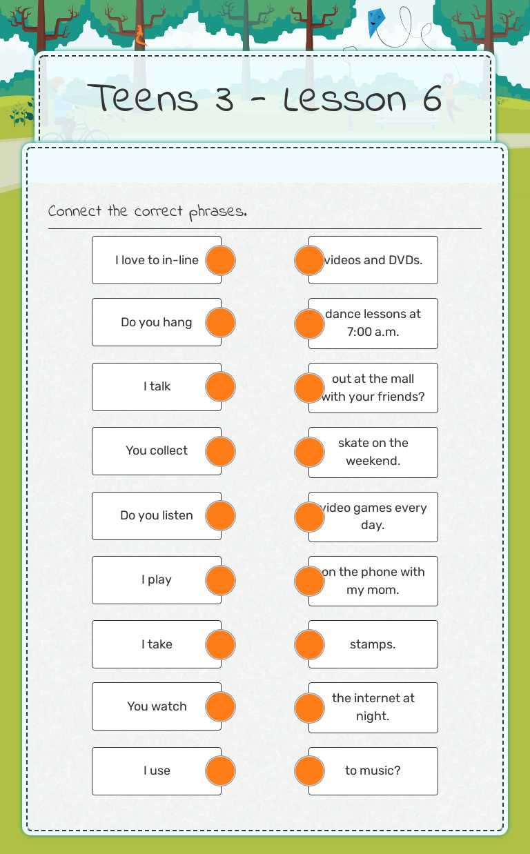 Teens 3 - Lesson 6 worksheet preview image