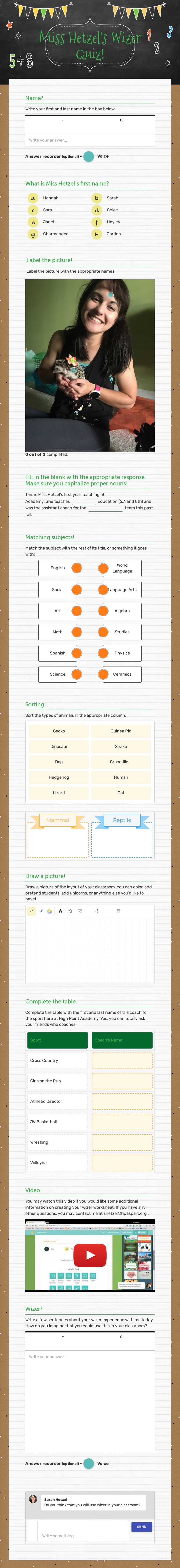 Miss Hetzel's Wizer Quiz! worksheet preview