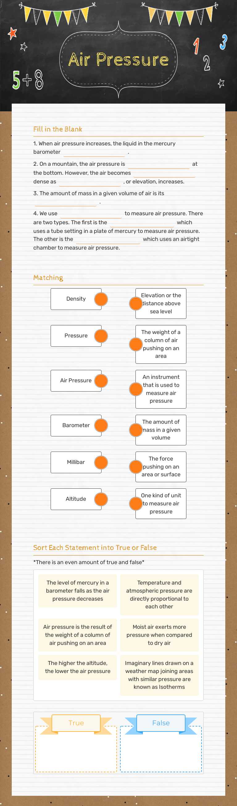 Air Pressure worksheet preview image