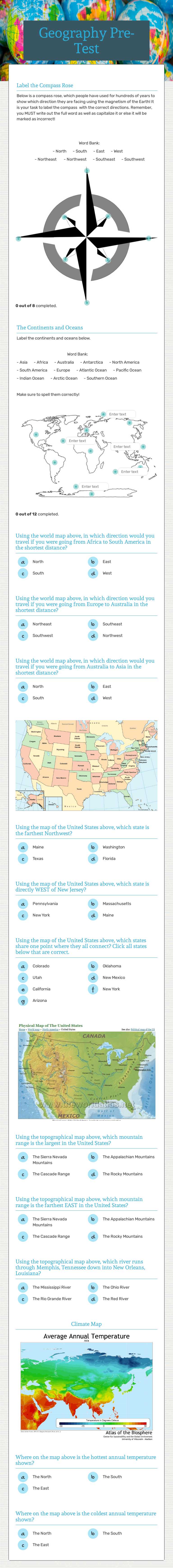Map Skills Review worksheet preview image
