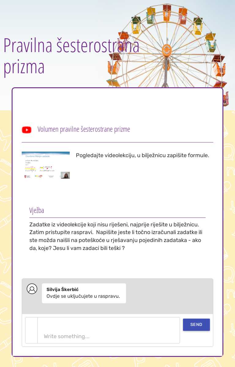 Pravilna šesterostrana prizma Grade 8 worksheet preview