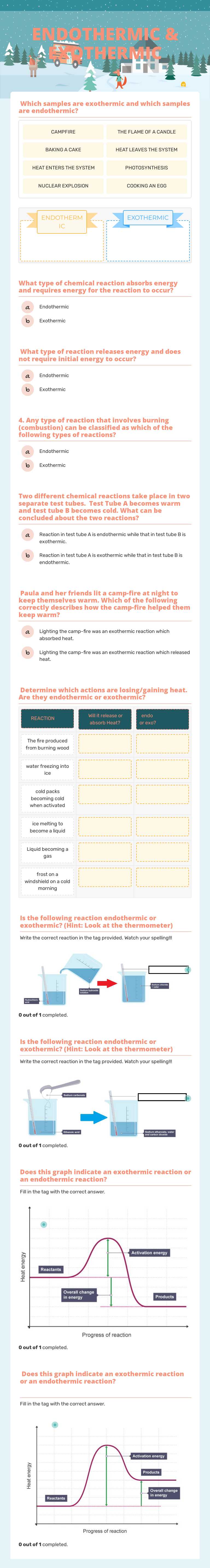 ENDOTHERMIC & EXOTHERMIC Grade 9 worksheet preview