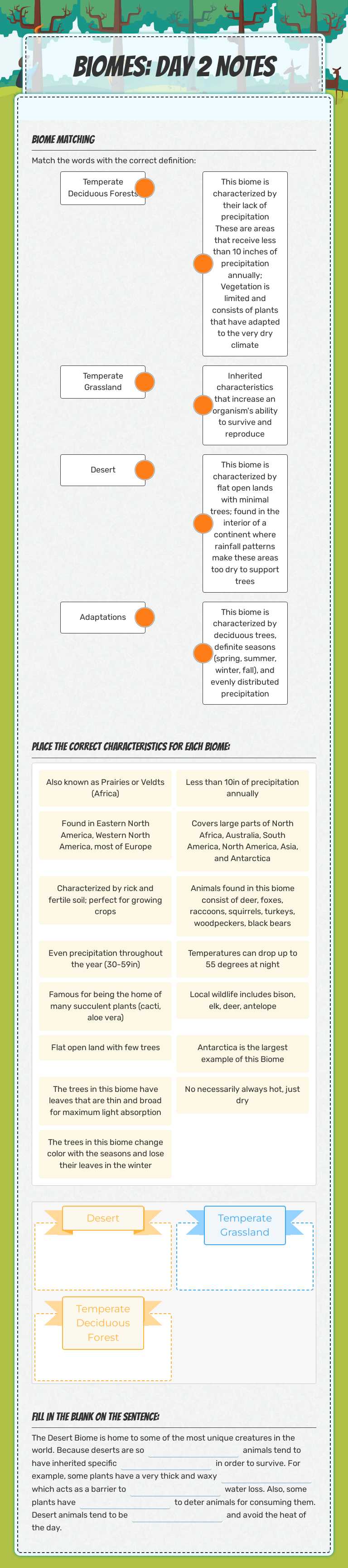 Biomes: Day 2 Notes worksheet preview image