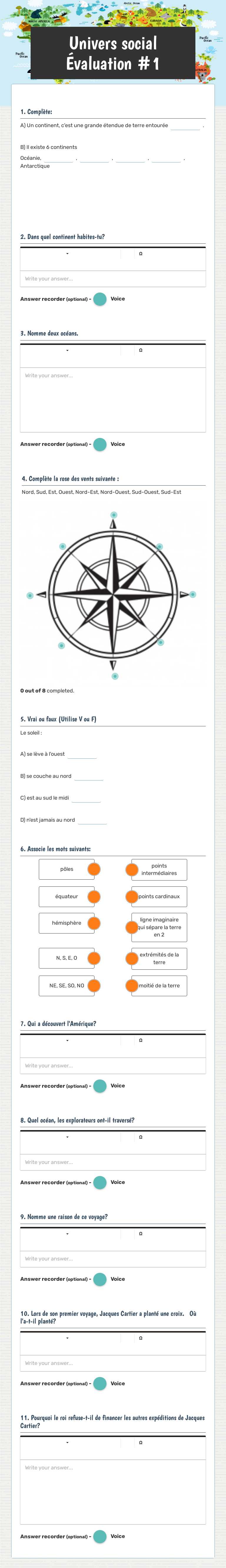 Univers social 
Évaluation #1 worksheet preview image