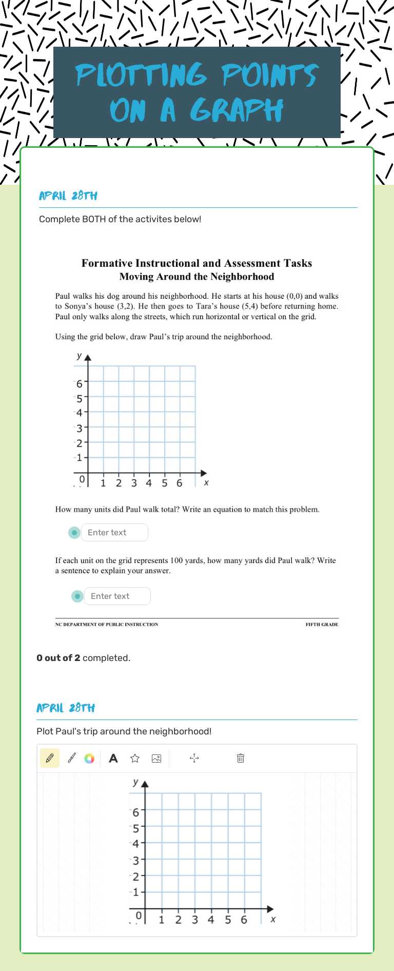 Plotting Points on a Graph worksheet preview image