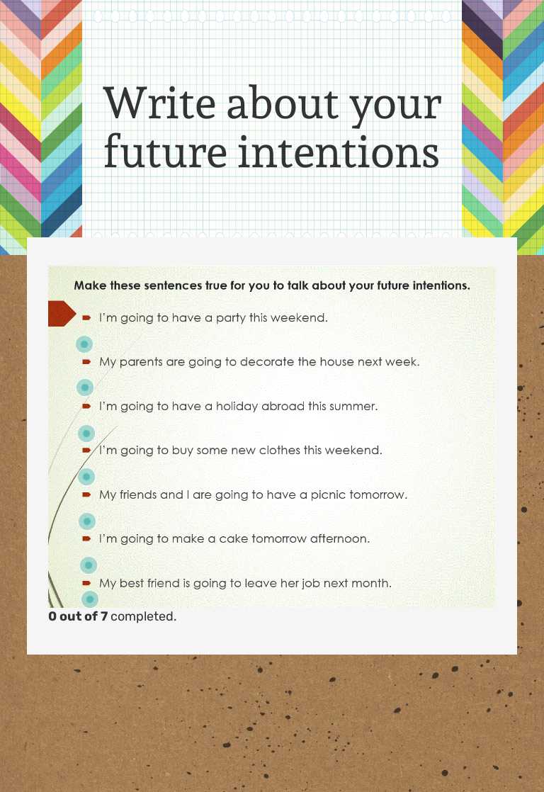 Write about your future intentions worksheet preview image