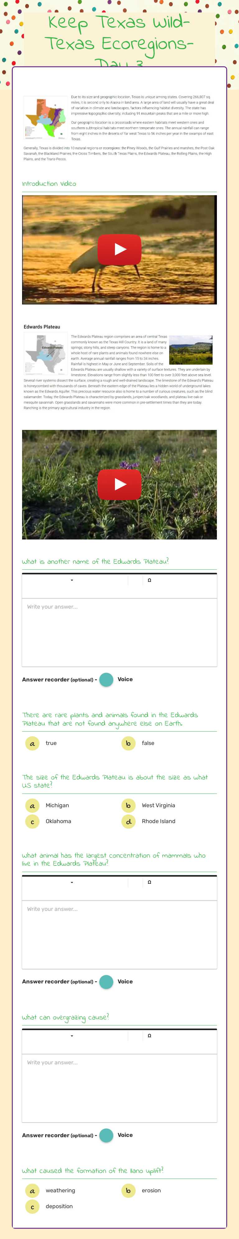 Keep Texas Wild- Texas Ecoregions- Day 3 Grade 7 worksheet preview