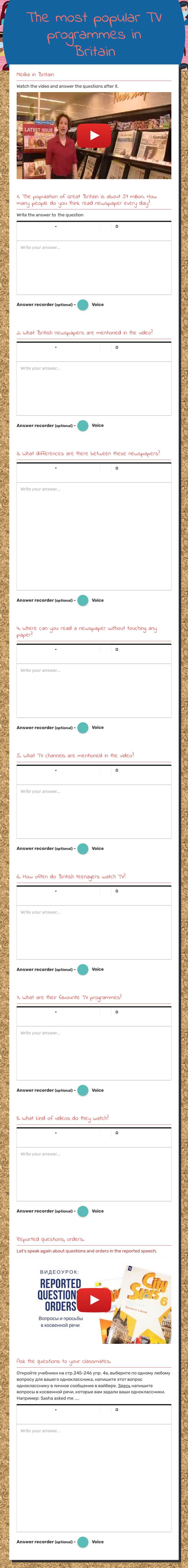 The most popular TV programmes in Britain worksheet preview image